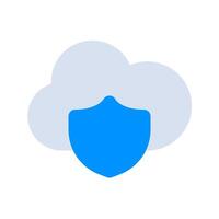 A cloud with a blue shield on top vector