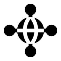 A black and white logo of a globe with four circles vector
