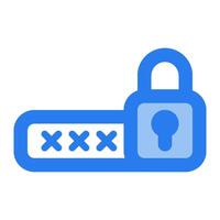 A blue lock with a key icon vector