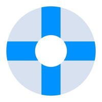 A blue and white circle with a cross in the center vector