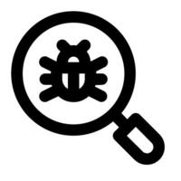 A magnifying bug icon on a white background vector
