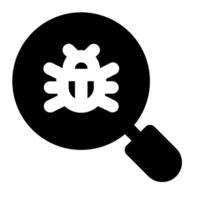 A magnifying glass with a bug on it vector