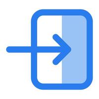 A blue arrow pointing to a button vector