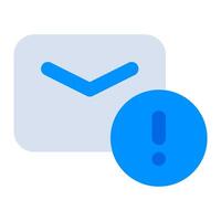 Email icon with a blue exclamation mark vector