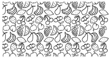 Fruits pattern Fruits seamless background with dark black line vector