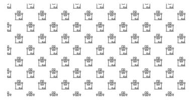 Gift boxes pattern, seamless texture with drawn illustrations of present boxes. vector