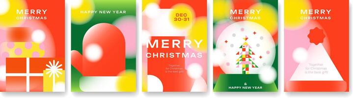 Christmas and New Year backgrounds with blur effect and simple elements. Ideal for advertising, greetings, invitations, banners and other Christmas projects. Modern design for the holiday season. vector