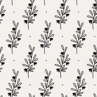 Minimalistic botanical seamless pattern. hand-drawn illustration in doodle style. Perfect for decorations, wallpaper, wrapping paper, fabric. Floral background. vector