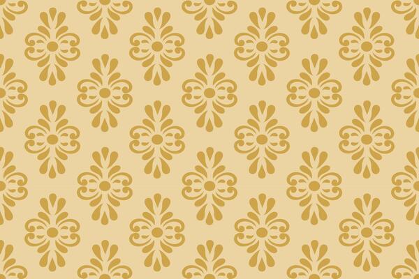 Golden flower damask seamless pattern for background.