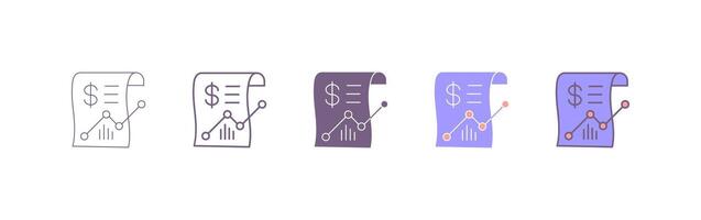 Financial report or income statement line art icon. graph diagram icon vector