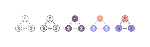Working capital thin line icon money idea. three connected circles labeled with a dollar symbol. vector
