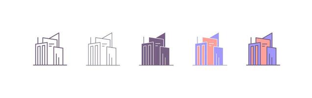 City metropolis skyline with tall buildings and high rises line art icon. skyscraper illustration vector