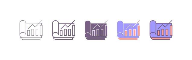 Financial report or income statement line art icon. graph diagram icon vector