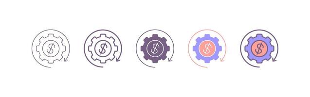 Cost Effective Icon. Cogwheels, Gears and Dollar Symbol. vector