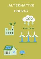 Sustainable energy solutions eco friendly practices and carbon reduction strategies vector