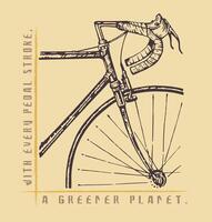 With every pedal stroke, a greener planet. Hand-drawn illustration with the theme of clean and ecological transport. vector