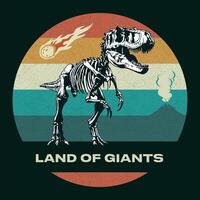 Tyrannosaurus Rex fossil in an apocalyptic landscape. vector