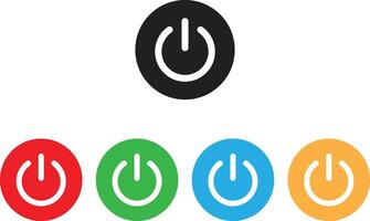 Colorful power button icon set in five colors , Shut down buttons . illustration vector