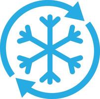 Defrost icon . Auto cooling icon . Freezer control symbol icon . Snowflake icon with rotation arrows . illustration vector