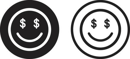 Investor happy face icon set in two styles isolated on white background . Smiling investor face icon vector
