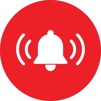 Red notification bell icon isolated on white background . Red round bell button icon vector