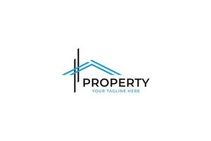 Modern Real Estate and Property Logo Minimalist House Roof Icon in Blue vector