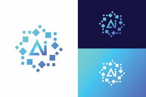 Logo Artificial Intelligence with Clean Design and Geometric Elements Arranged Symmetrically vector