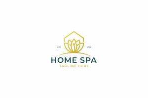 Home Spa Logo Minimalist with Element Designs Lotus Flower in Gold vector