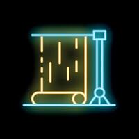 Neon icon of a projector screen standing on a tripod for presentations and home theater entertainment vector