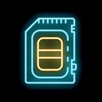 Neon icon of sim card showing mobile telecommunication concept vector