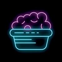 Neon sign of brain in basket representing knowledge sharing concept vector