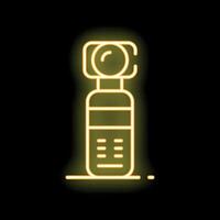 Glowing neon line action camera icon isolated on black background illustration vector