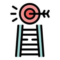 Arrow hitting target at top of ladder as metaphor for business achievement vector