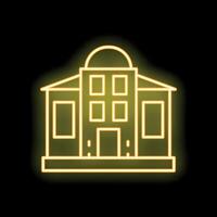 Glowing neon sign depicting a building with observatory vector