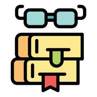 Stack of books with bookmarks representing studying and reading vector