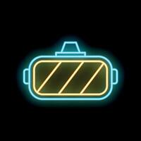 Glowing neon line virtual reality headset icon isolated on black background vector