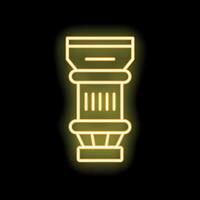 Glowing neon yellow ancient column on a black background vector