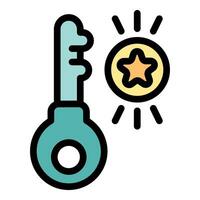 Key unlocking success with shining star symbolising achievement vector