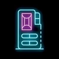Neon sim card chip icon glowing on a black background vector