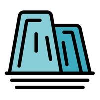 Big iceberg floating on water surface with cracks icon outline vector