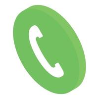 Green round phone icon showing answering a call vector
