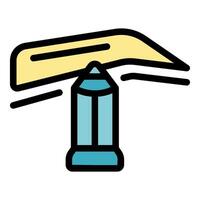 Pencil drawing curved line with motion lines icon vector