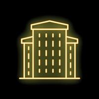 Glowing neon line building icon isolated on black background vector