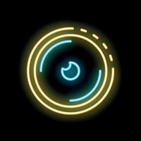 Neon icon of loading symbol with rotating circles on black background vector