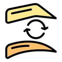 Eyebrow permanent makeup correction icon with arrows showing rotation vector