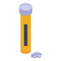 Effervescent tablets tube with two pills coming out isometric view vector