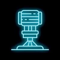 Neon icon of milling machine cutting material with rotating cutter vector