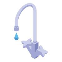 Water faucet dripping with drop isometric icon vector