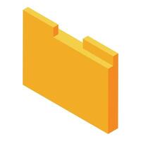 Yellow folder icon representing data storage and organization in isometric view vector