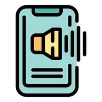 Smartphone playing music with sound waves icon vector